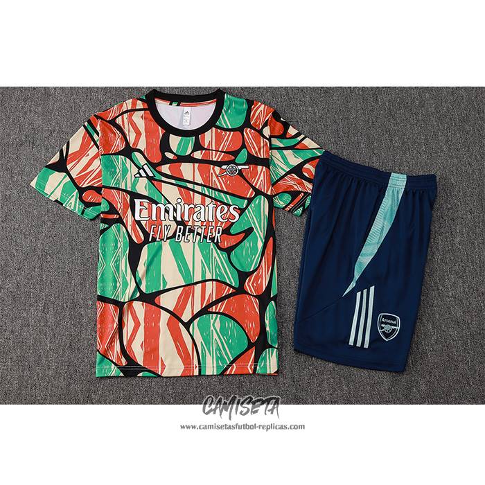 Chandal del Arsenal 2024-2025 Manga Corta Rojo Verde - Pantalon Corto